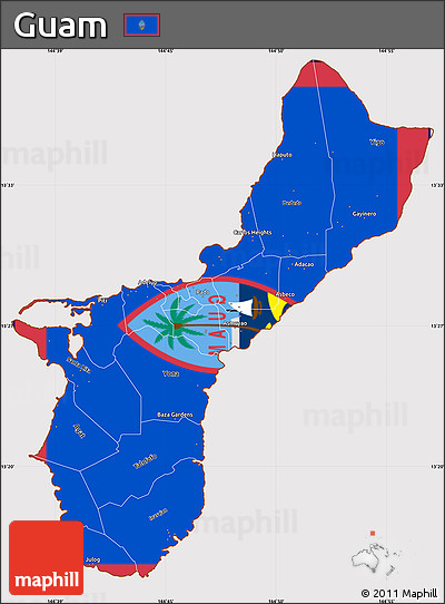 Flag Simple Map of Guam, flag rotated