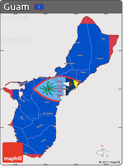 Flag Simple Map of Guam, flag rotated