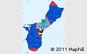 Flag Simple Map of Guam, single color outside, borders and labels, flag centered