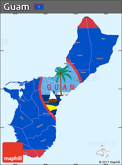 Flag Simple Map of Guam, single color outside, flag centered