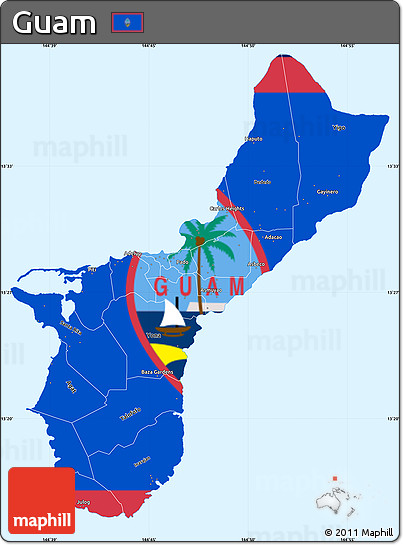 Flag Simple Map of Guam, single color outside, flag centered