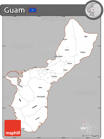 Gray Simple Map of Guam, cropped outside