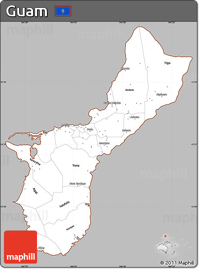 Gray Simple Map of Guam, cropped outside