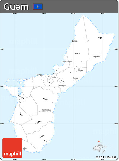 Gray Simple Map of Guam