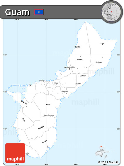 Gray Simple Map of Guam, single color outside