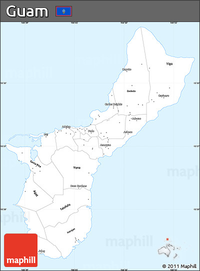 Gray Simple Map of Guam, single color outside