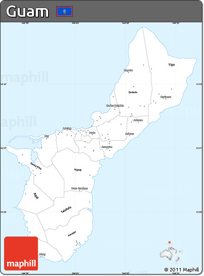 Gray Simple Map of Guam, single color outside