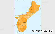 Political Shades Simple Map of Guam, single color outside