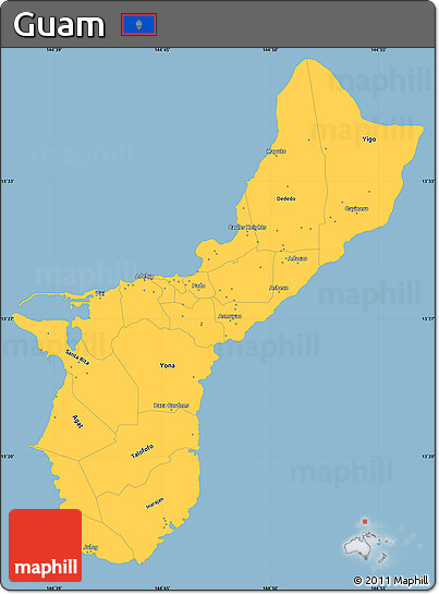 Savanna Style Simple Map of Guam, single color outside