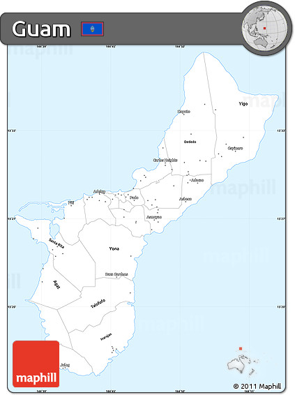 Silver Style Simple Map of Guam, single color outside