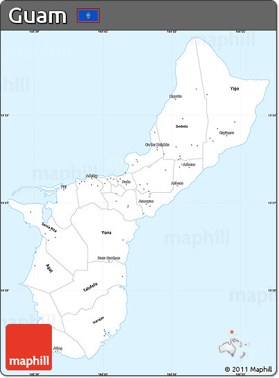 Silver Style Simple Map of Guam, single color outside