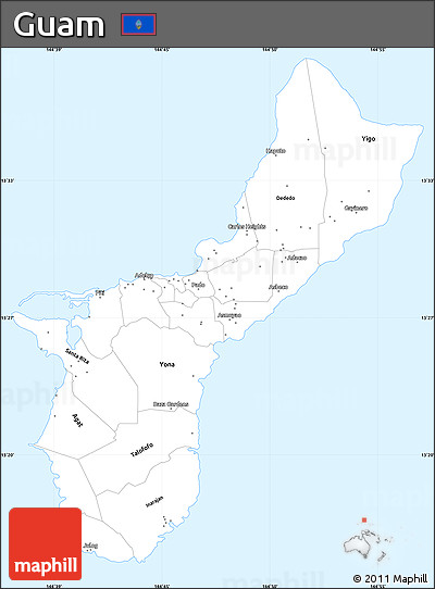 Silver Style Simple Map of Guam, single color outside