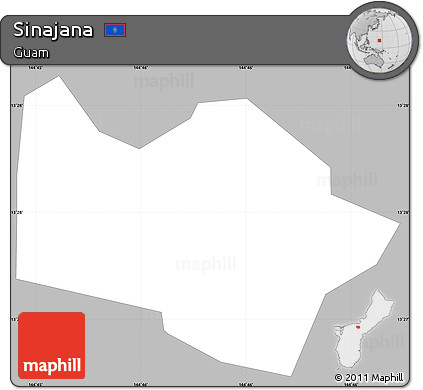 Gray Simple Map of Sinajana, single color outside