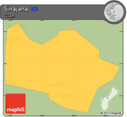 Savanna Style Simple Map of Sinajana, single color outside