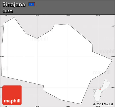 Silver Style Simple Map of Sinajana, cropped outside