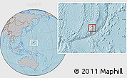 Gray Location Map of Tamuning, highlighted country, hill shading