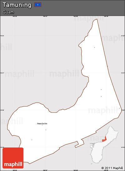 Classic Style Simple Map of Tamuning, cropped outside
