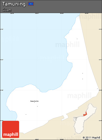 Classic Style Simple Map of Tamuning, single color outside