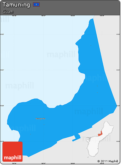Political Simple Map of Tamuning, single color outside