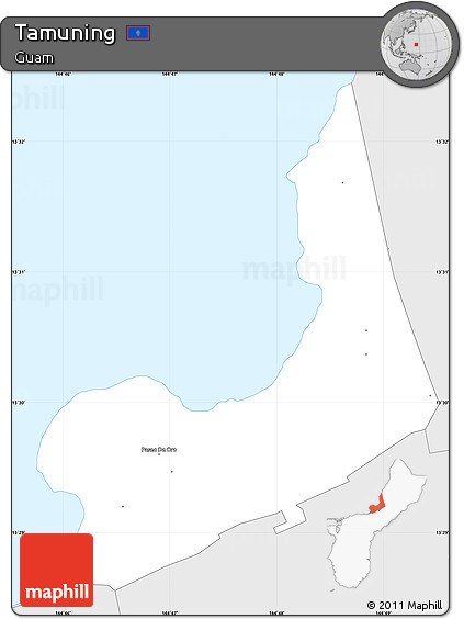 Silver Style Simple Map of Tamuning