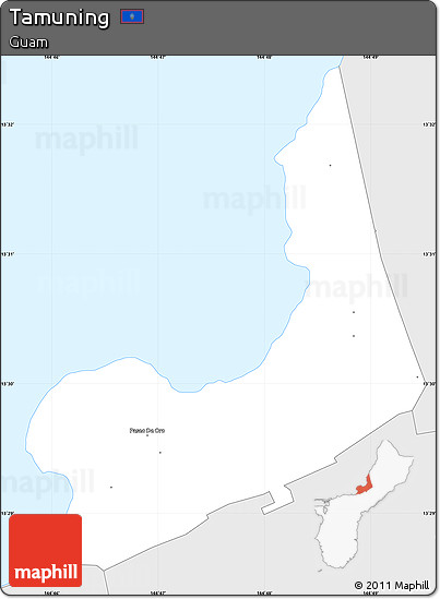 Silver Style Simple Map of Tamuning