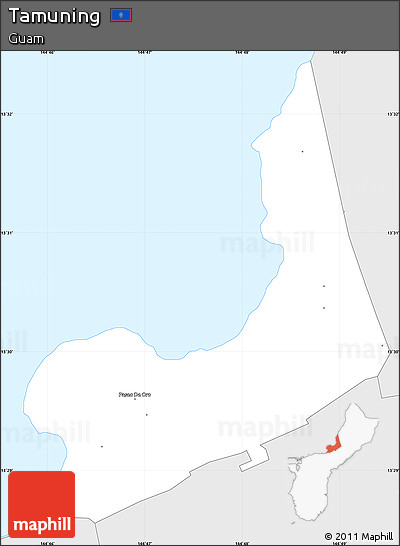 Silver Style Simple Map of Tamuning