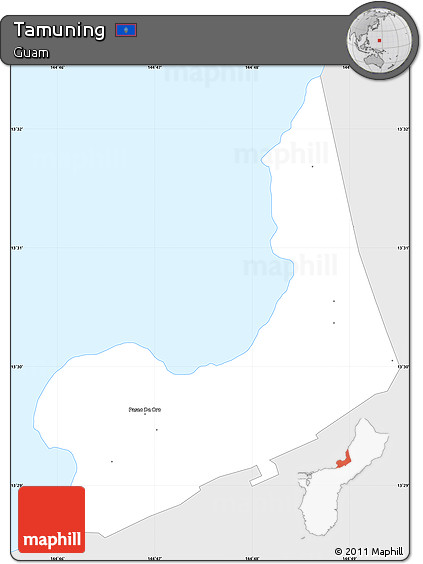 Silver Style Simple Map of Tamuning, single color outside