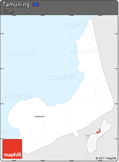 Silver Style Simple Map of Tamuning, single color outside