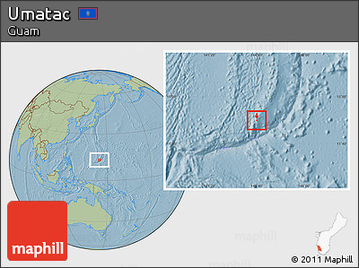 Savanna Style Location Map of Umatac, hill shading