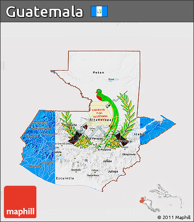 Flag 3D Map of Guatemala, flag centered