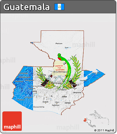 Flag 3D Map of Guatemala, flag centered
