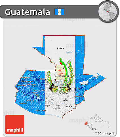 Flag 3D Map of Guatemala
