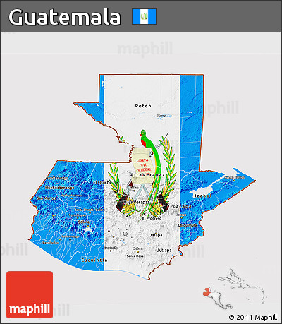 Flag 3D Map of Guatemala