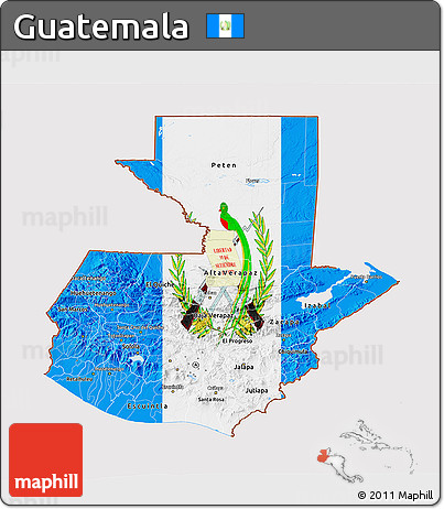 Flag 3D Map of Guatemala