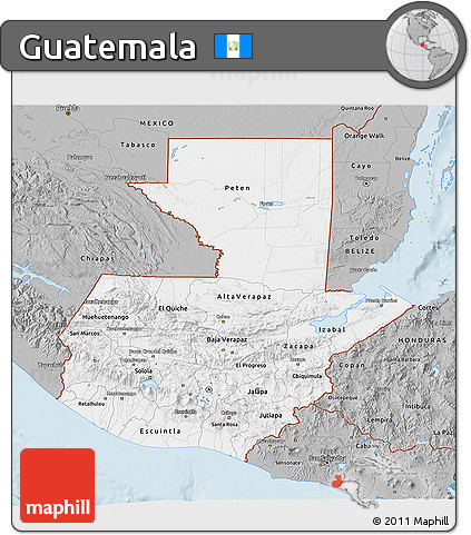 Gray 3D Map of Guatemala