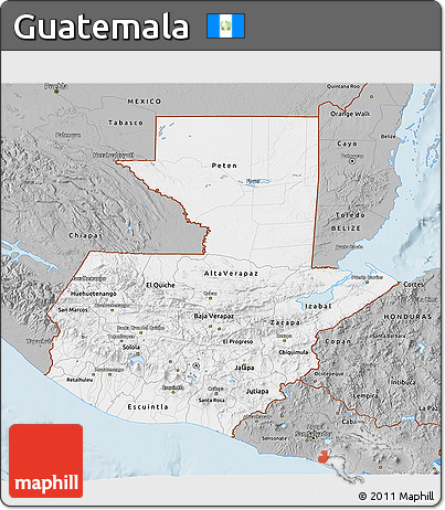 Gray 3D Map of Guatemala