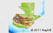 Physical 3D Map of Guatemala, single color outside, bathymetry sea