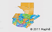 Political 3D Map of Guatemala, cropped outside