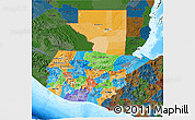 Political 3D Map of Guatemala, darken, land only