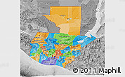 Political 3D Map of Guatemala, desaturated