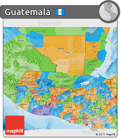 Political 3D Map of Guatemala