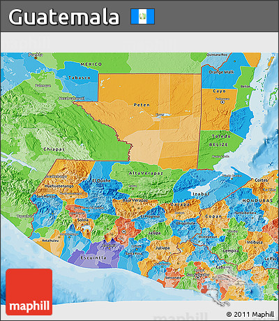 Political 3D Map of Guatemala