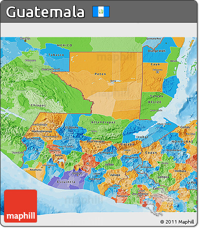Political 3D Map of Guatemala