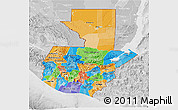 Political 3D Map of Guatemala, lighten, desaturated