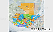 Political 3D Map of Guatemala, lighten, semi-desaturated