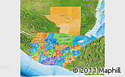 Political 3D Map of Guatemala, satellite outside, bathymetry sea