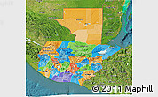 Political 3D Map of Guatemala, satellite outside