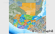 Political 3D Map of Guatemala, semi-desaturated, land only