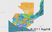 Political 3D Map of Guatemala, single color outside, satellite sea