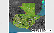 Satellite 3D Map of Guatemala, darken, desaturated, land only